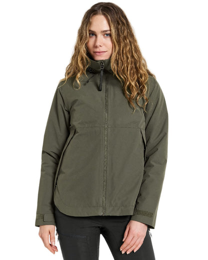 Deep Green Coloured Didriksons Jennie Womens Jacket on white background  