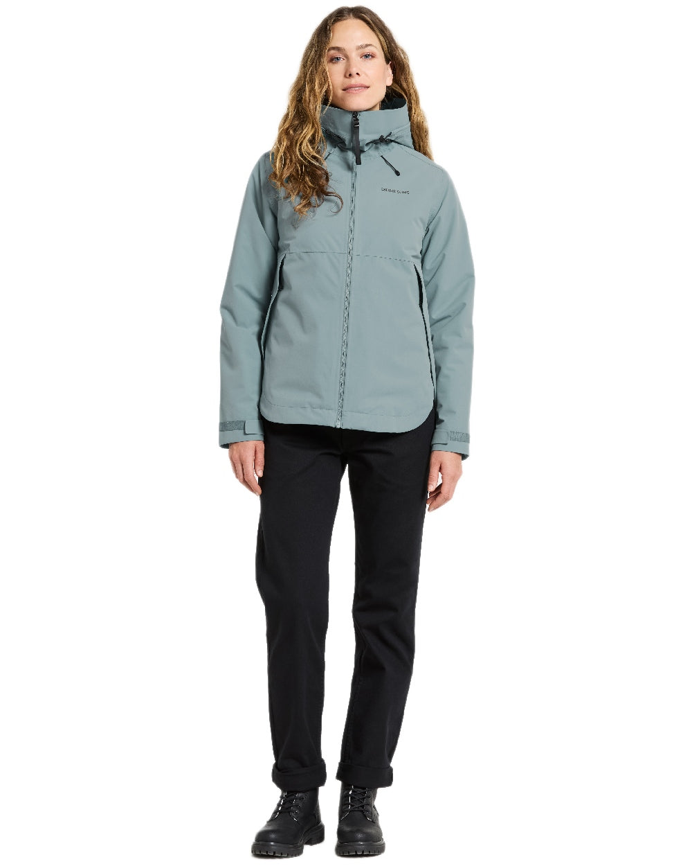 Factory Blue Coloured Didriksons Jennie Womens Jacket on white background  