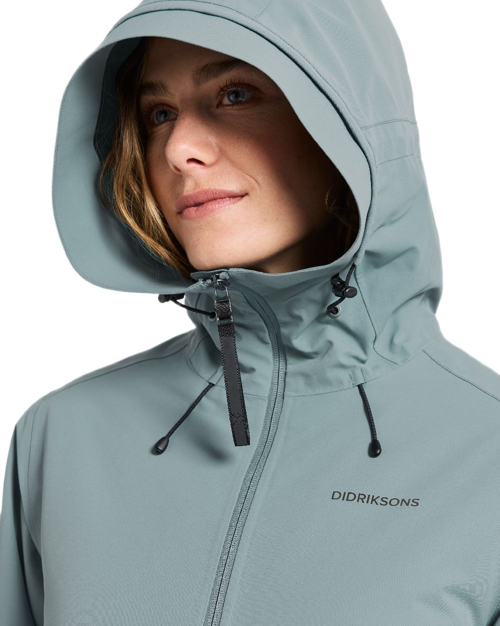 Factory Blue Coloured Didriksons Jennie Womens Jacket on white background  