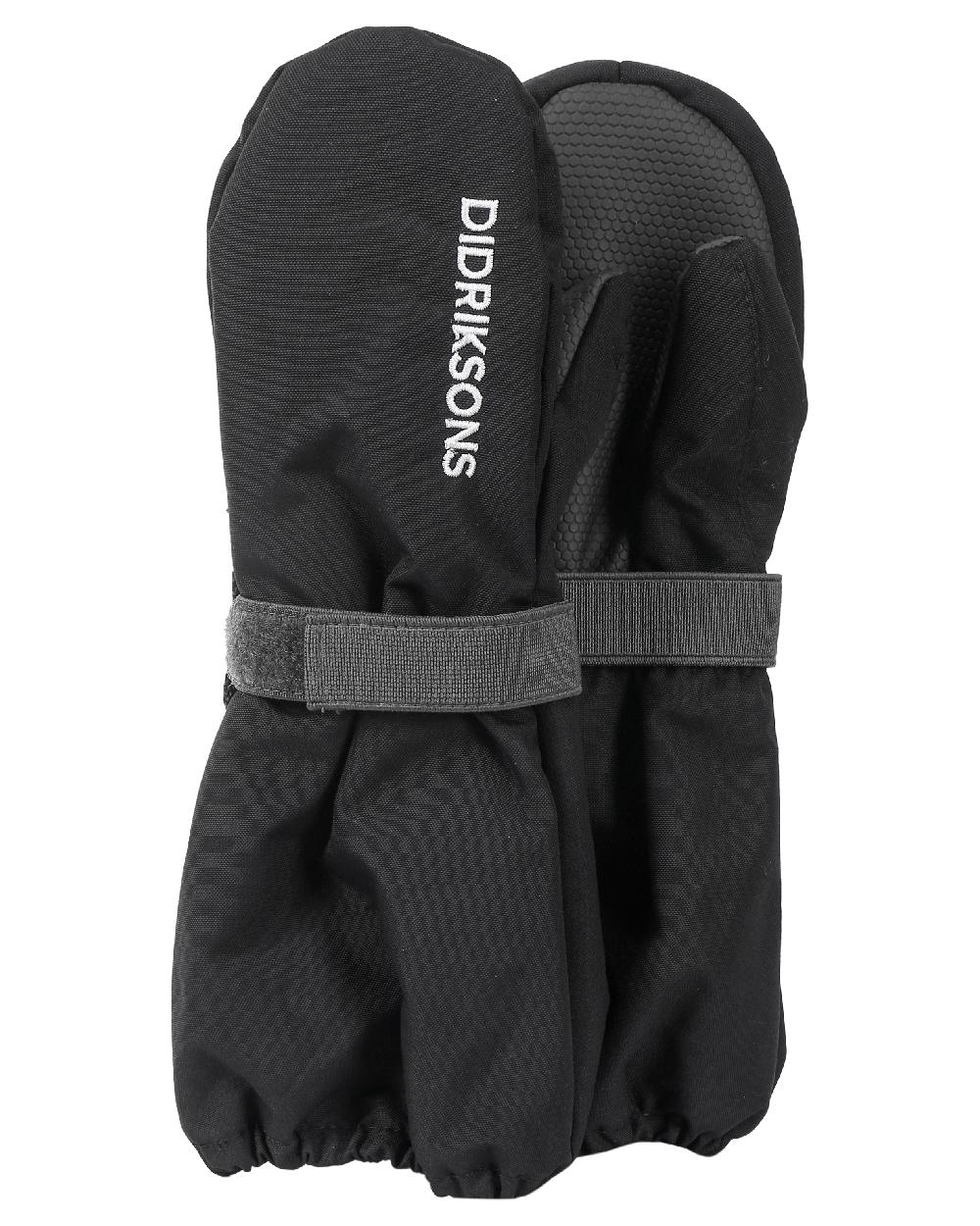 Black coloured Didriksons Kids Biggles Mittens 7 on white background 