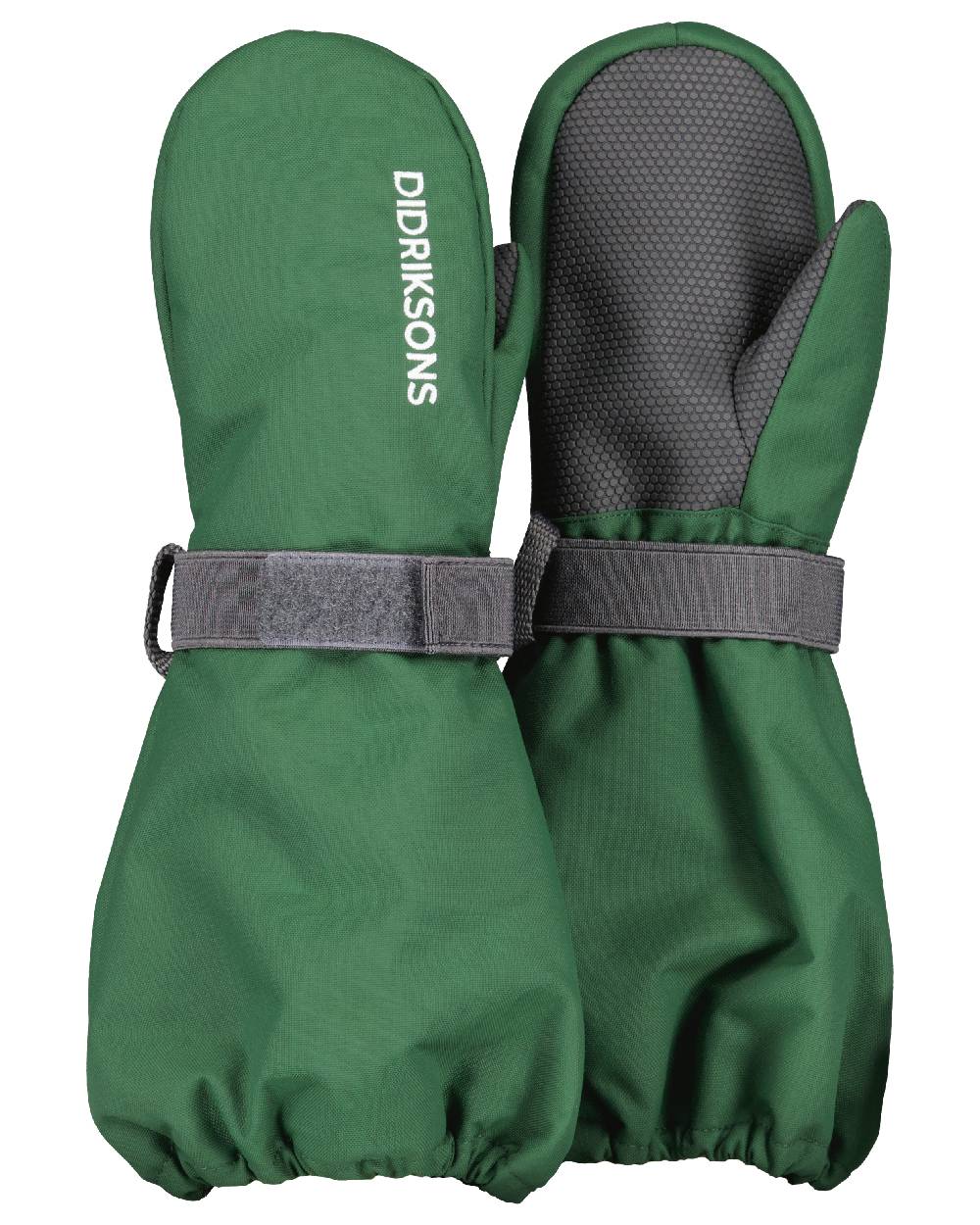 Pine Green coloured Didriksons Kids Biggles Mittens 7 on white background 
