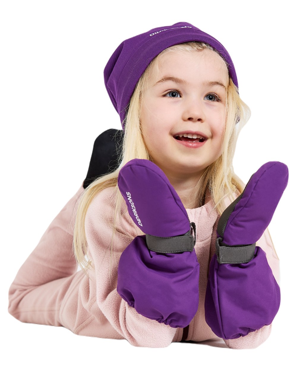 Royal Purple coloured Didriksons Kids Biggles Mittens 7 on white background 