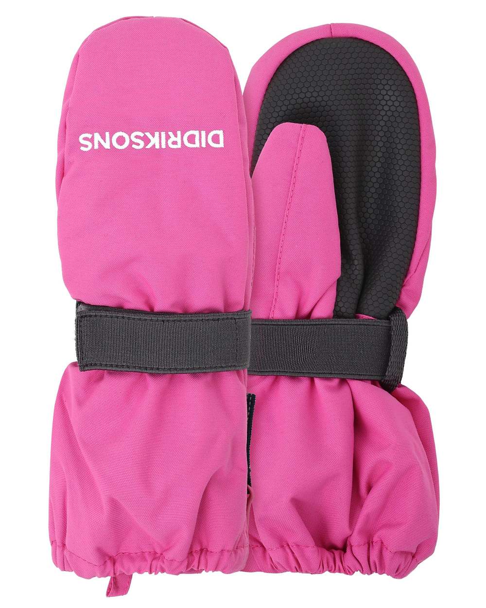 Sweet Pink coloured Didriksons Kids Biggles Zip Mittens on white background 