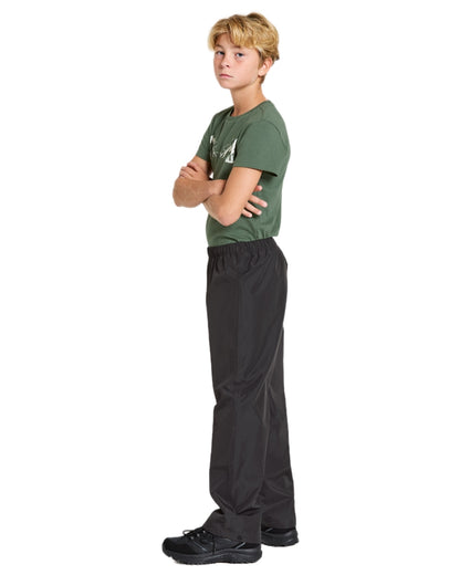 Black coloured Didriksons Kids Penta Pants on white background 
