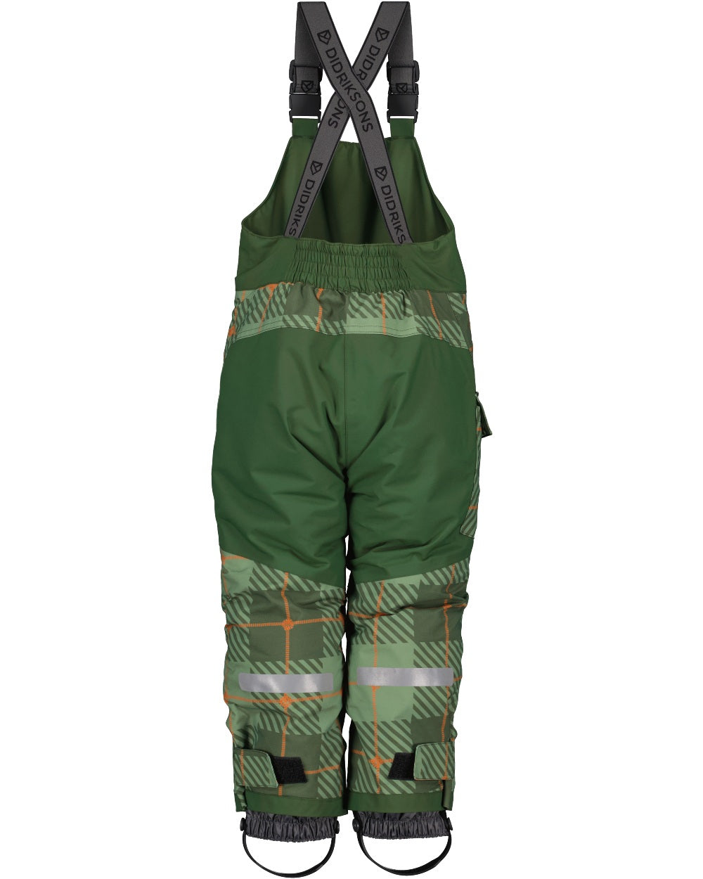 Termos Pine Green Coloured Didriksons Kids Polarbjörn Printed Bib Pants on white background 