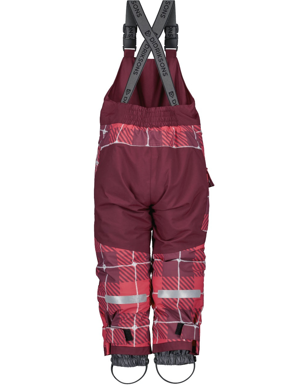 Termos Rusty Wine Coloured Didriksons Kids Polarbjörn Printed Bib Pants on white background 