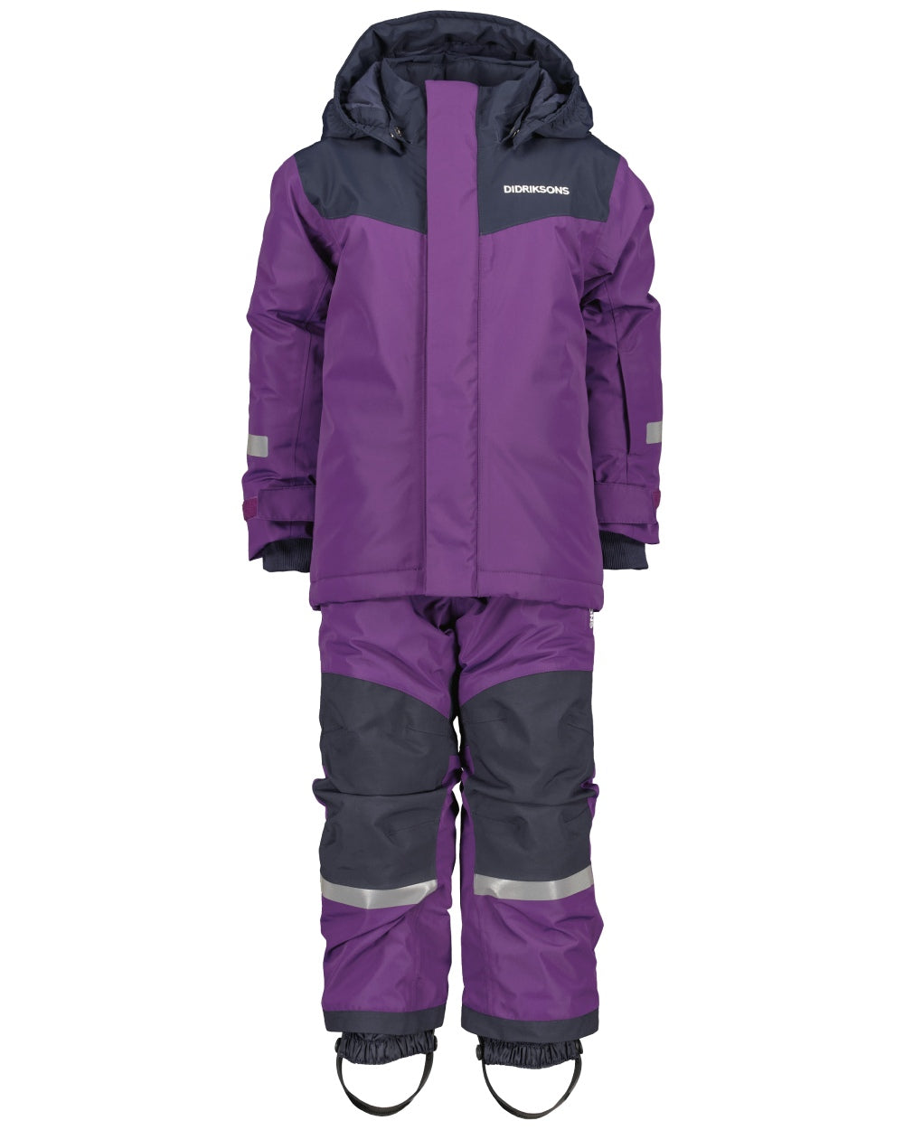 Royal Purple Coloured Didriksons Kids Skare Set on white background 