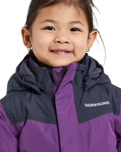 Royal Purple Coloured Didriksons Kids Skare Set on white background 