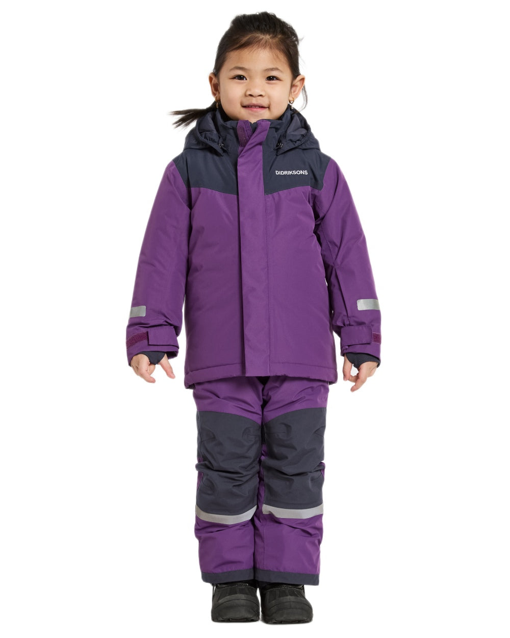 Royal Purple Coloured Didriksons Kids Skare Set on white background 