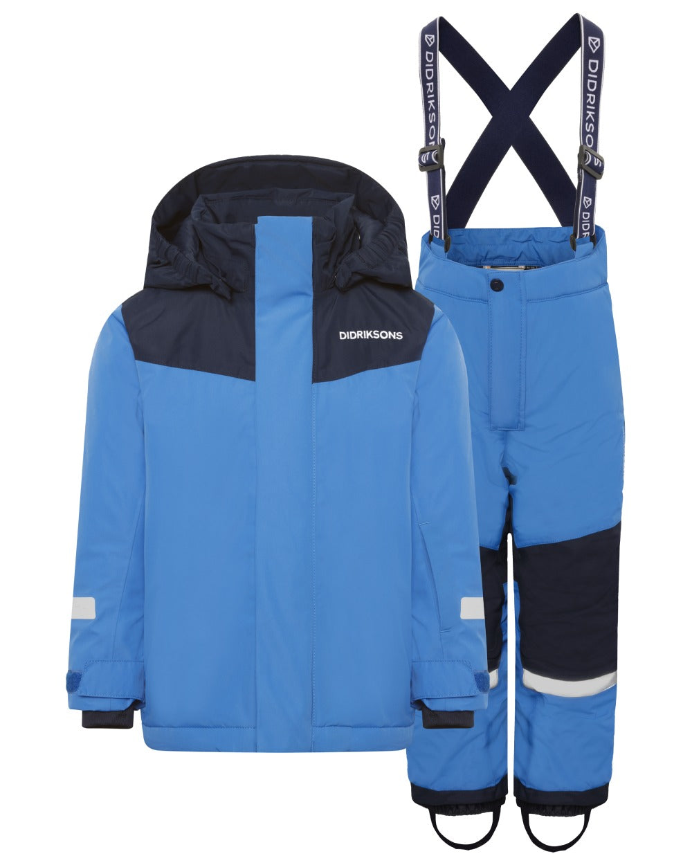 Sapphire Blue Coloured Didriksons Kids Skare Set on white background 