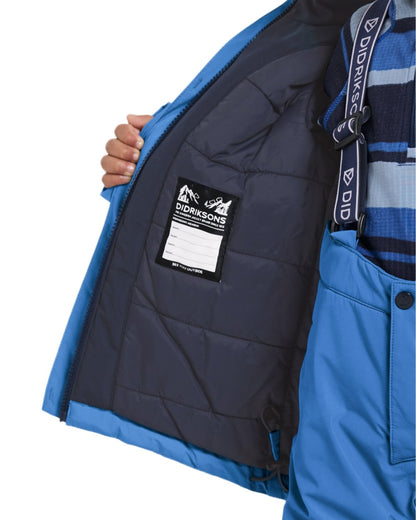 Sapphire Blue Coloured Didriksons Kids Skare Set on white background 