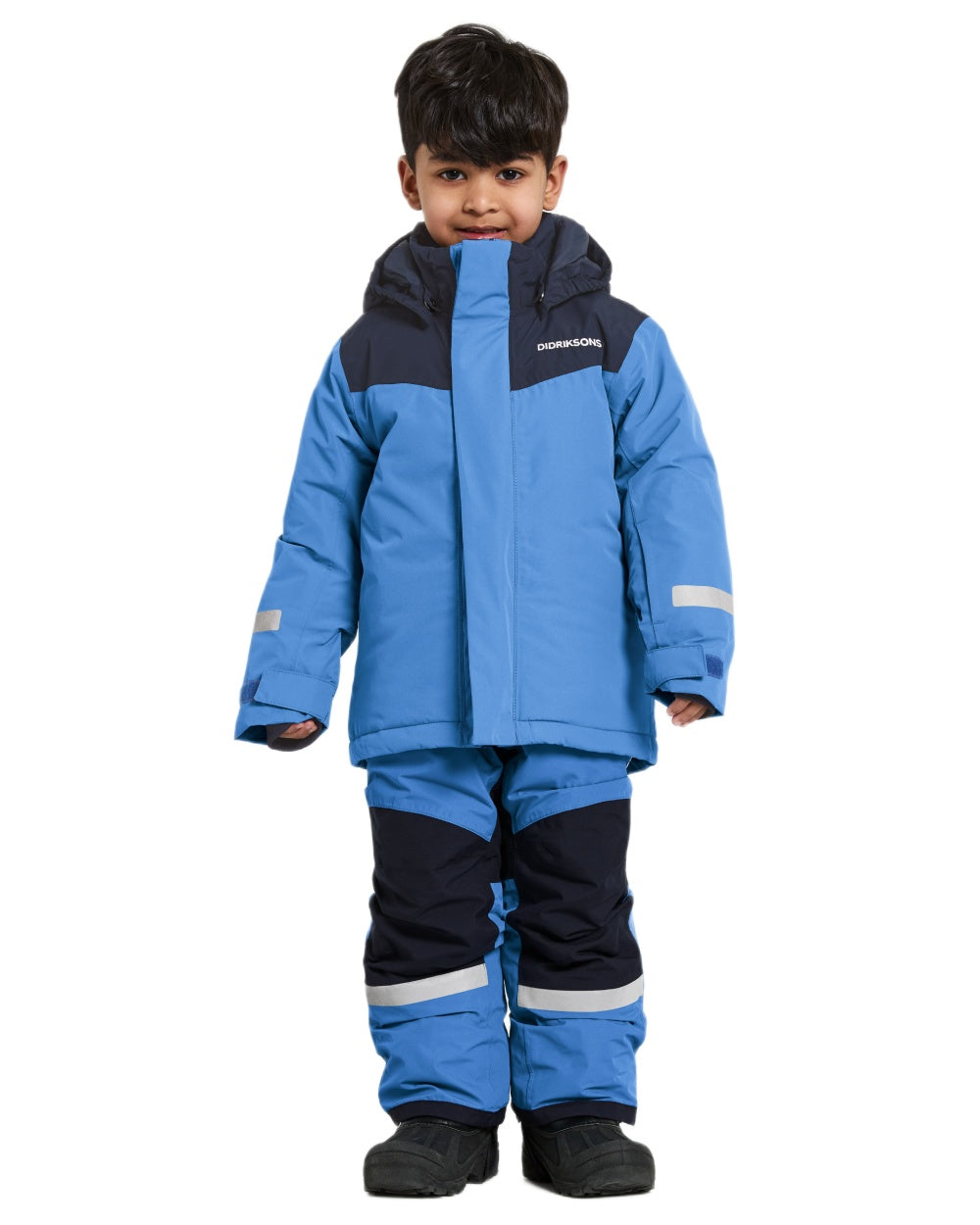 Sapphire Blue Coloured Didriksons Kids Skare Set on white background 