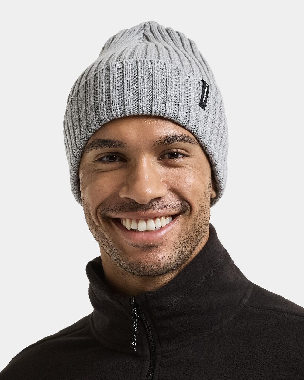 Grey Melange coloured Didriksons Laken Beanie 3 on white background 