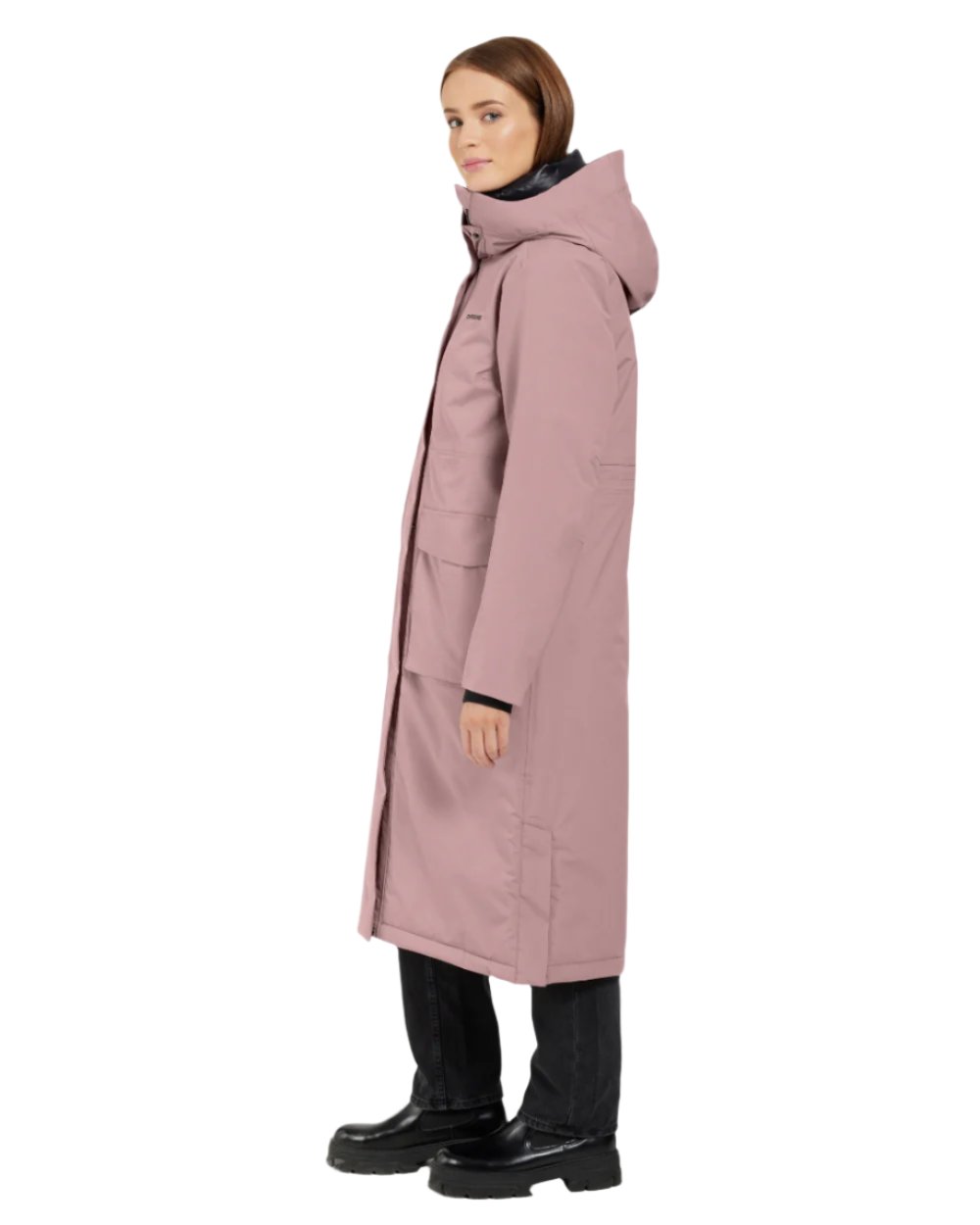 Faded Wine coloured Didriksons Leya Womens Parka Long 3 on white background 