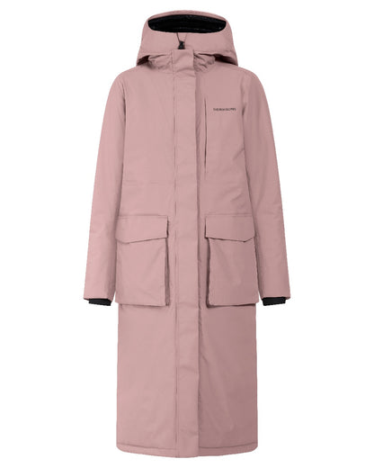 Faded Wine coloured Didriksons Leya Womens Parka Long 3 on white background 