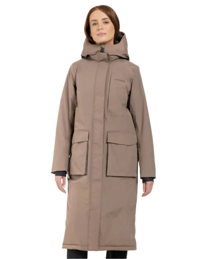 Mocha Brown coloured Didriksons Leya Womens Parka Long 3 on white background 