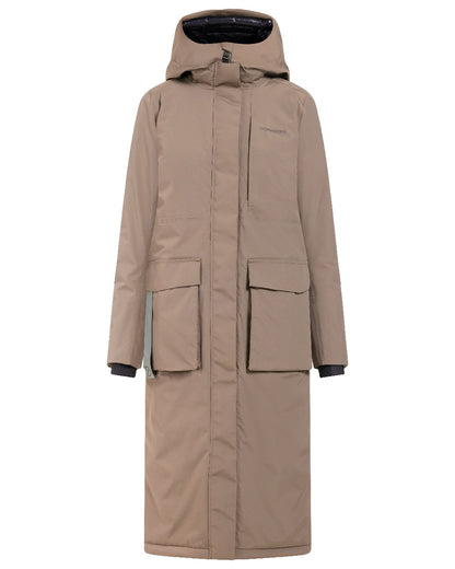 Mocha Brown coloured Didriksons Leya Womens Parka Long 3 on white background 