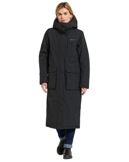 Black Coloured Didriksons Leya Womens Parka Long 4 on white background 