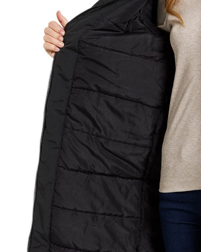 Black Coloured Didriksons Leya Womens Parka Long 4 on white background 