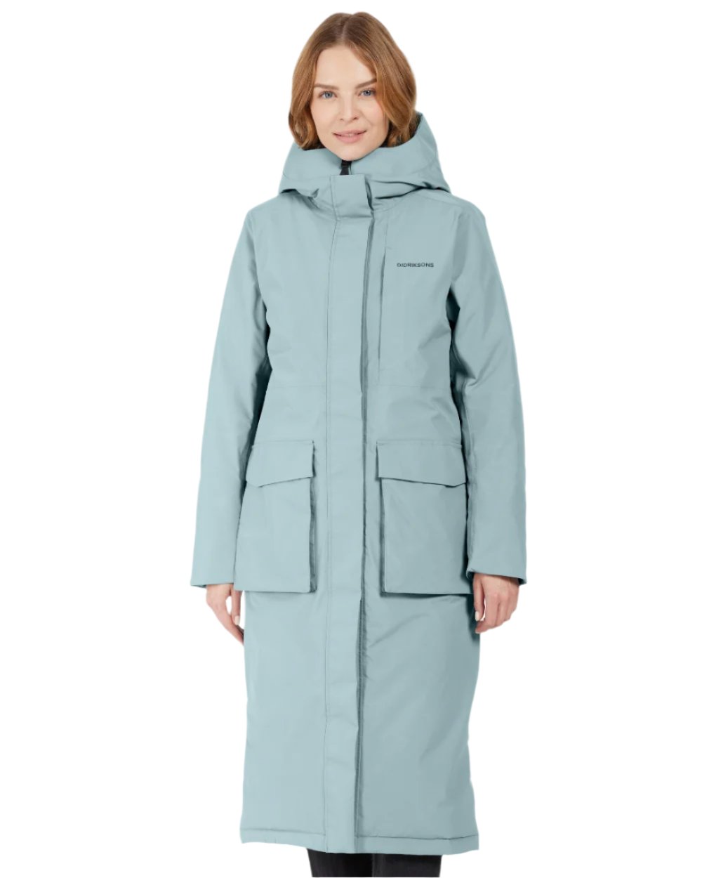 Factory Blue coloured Didriksons Leya Womens Parka Long 4 on white background 