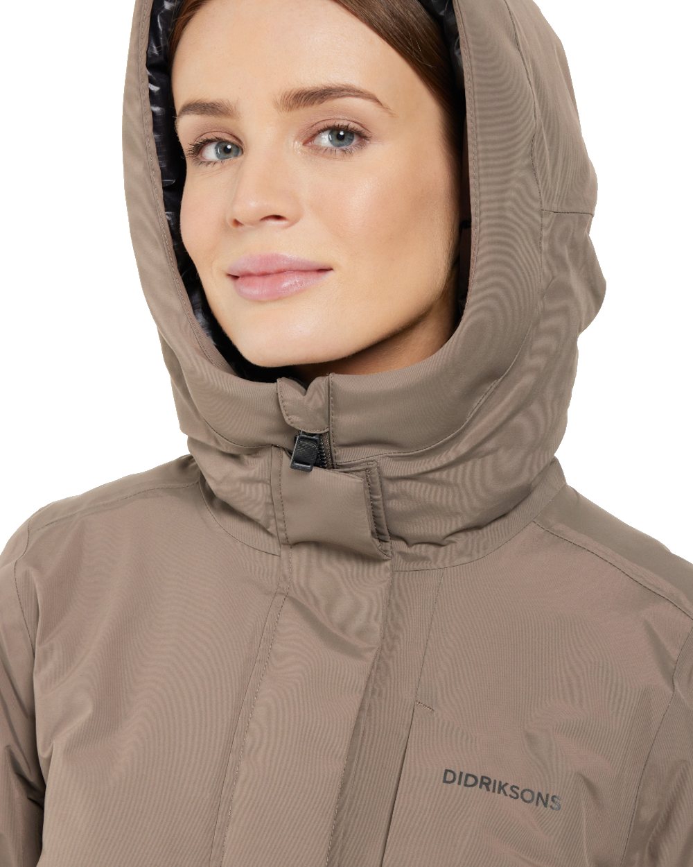Mocha Brown coloured Didriksons Leya Womens Parka Long 4 on white background 