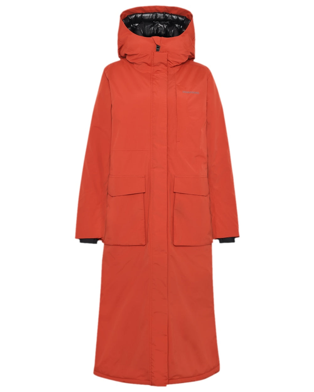 Rust Coloured Didriksons Leya Womens Parka Long 4 on white background 