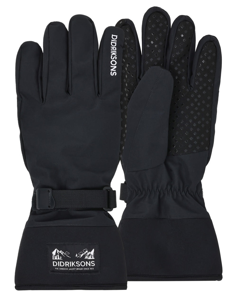 Black Coloured Didriksons Lovas Glove on White Background 