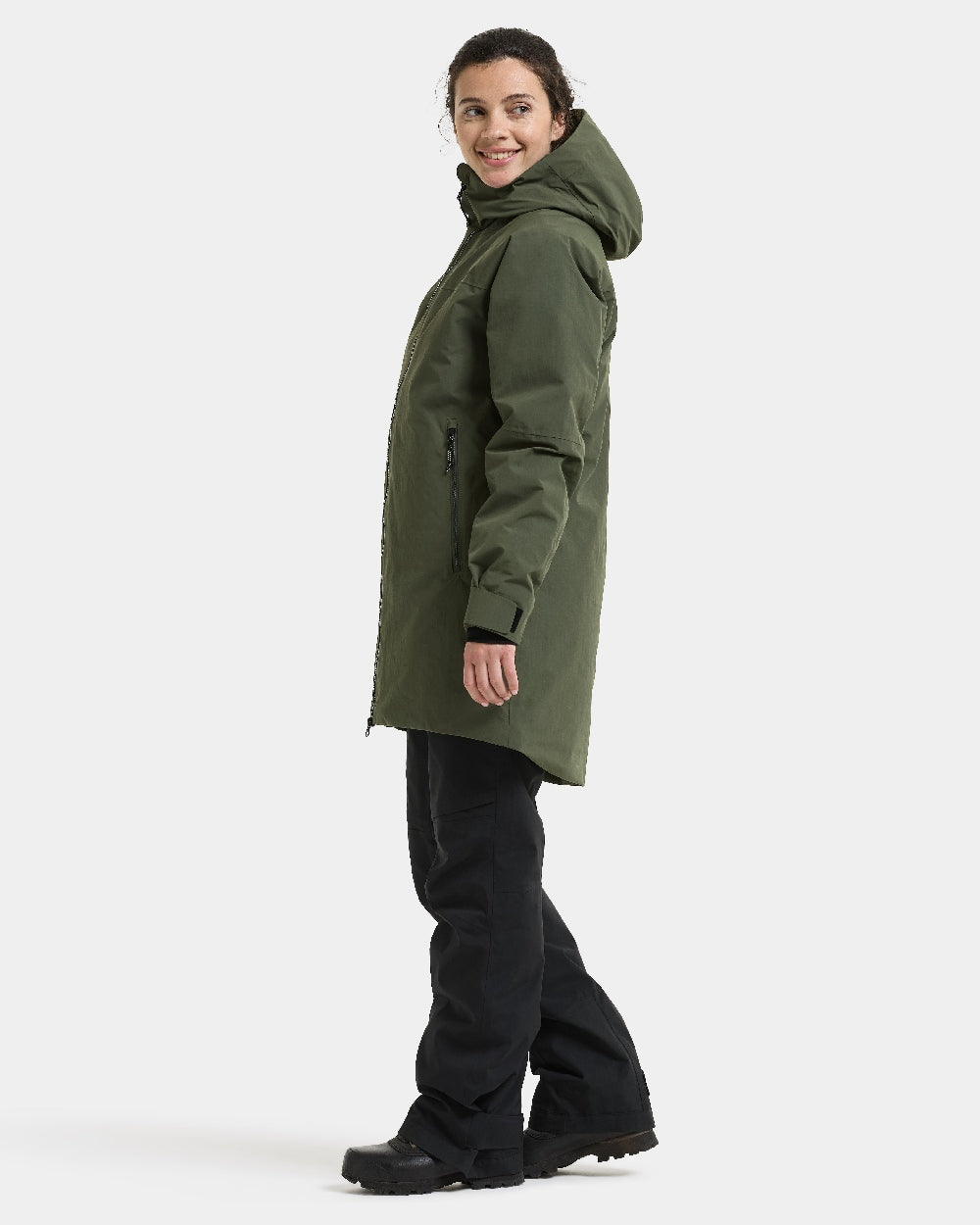 Deep Green coloured Didriksons Marget Womens Parka 2 on white background 