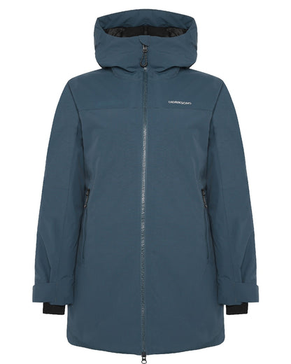 Sleepy Blue coloured Didriksons Marget Womens Parka 2 on white background 