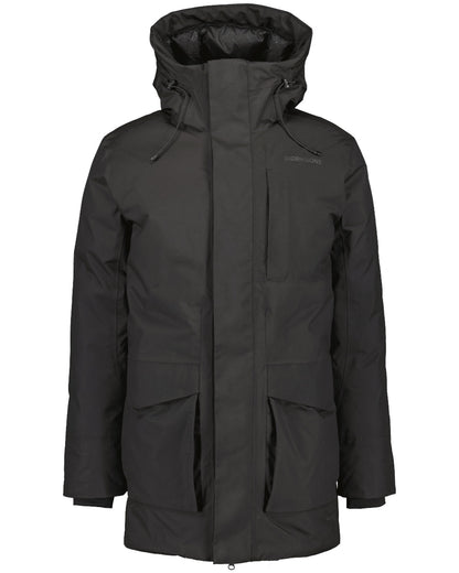 Black Coloured Didriksons Mens Akilles Parka on white background 