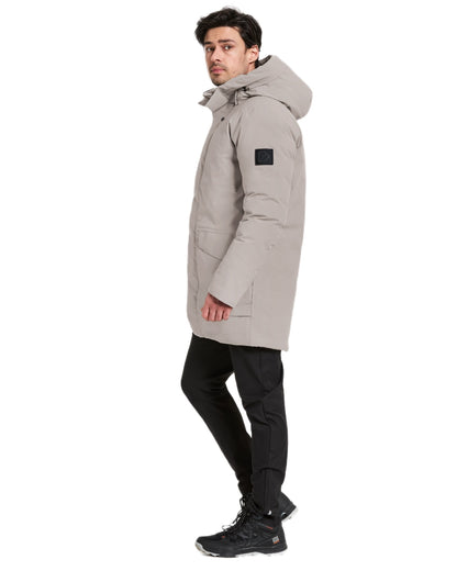 Ash Brown coloured Didriksons Mens Akilles Parka II on white background 