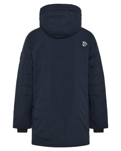 Dark Night Blue coloured Didriksons Mens Akilles Parka II on white background 