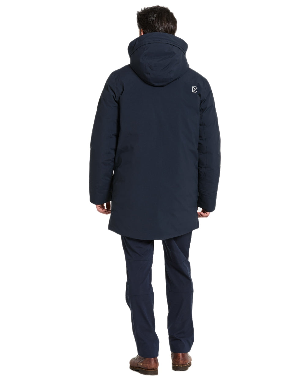 Dark Night Blue coloured Didriksons Mens Akilles Parka II on white background 