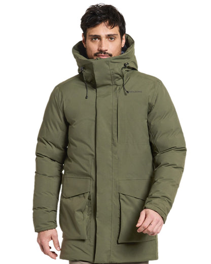 Deep Green Coloured Didriksons Mens Akilles Parka on white background 