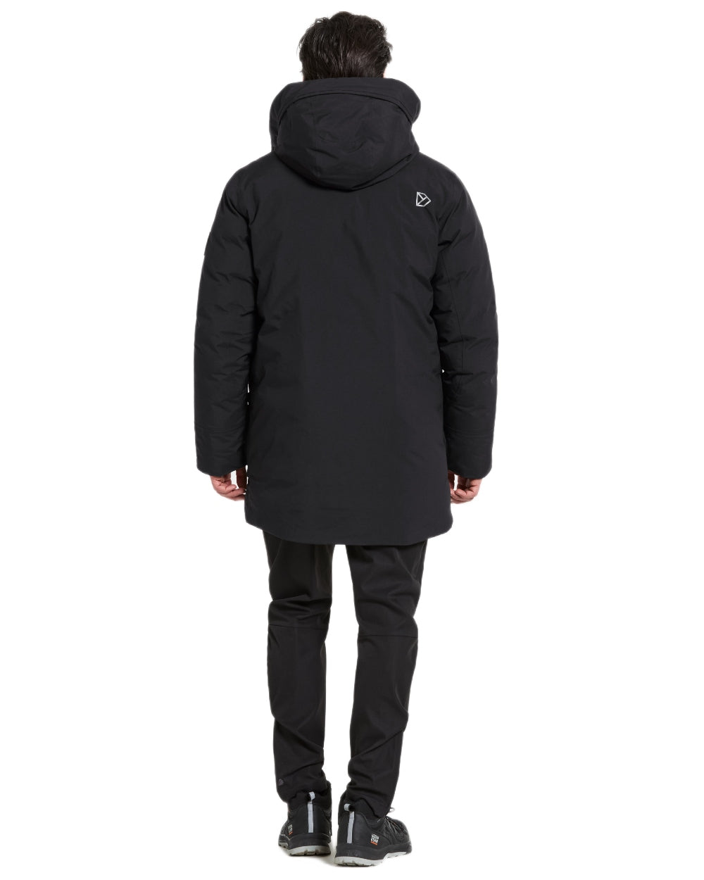 Black coloured Didriksons Mens Akilles Parka II on white background 