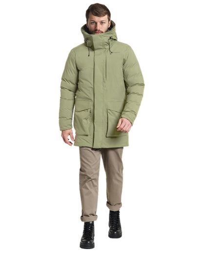 Wild Forest Green Coloured Didriksons Mens Akilles Parka on white background 