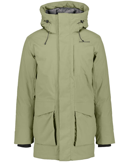 Wild Forest Green Coloured Didriksons Mens Akilles Parka on white background 