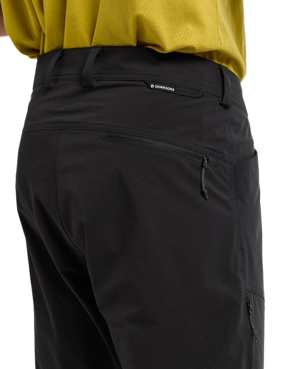 Black coloured Didriksons Mens Asher Pants on white background 