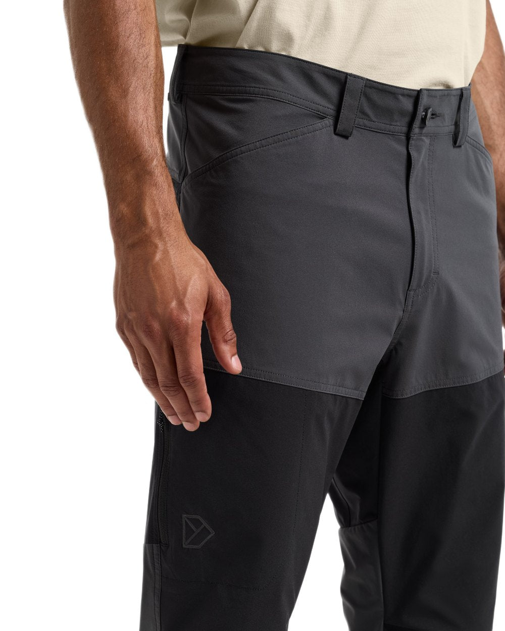 Coal Black coloured Didriksons Mens Asher Pants on white background 