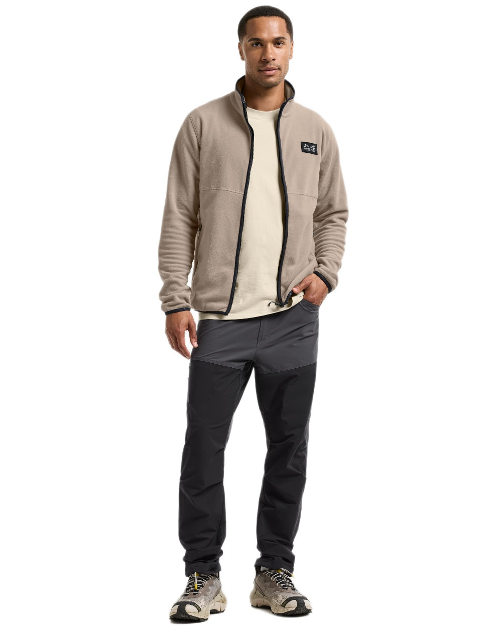 Coal Black coloured Didriksons Mens Asher Pants on white background 