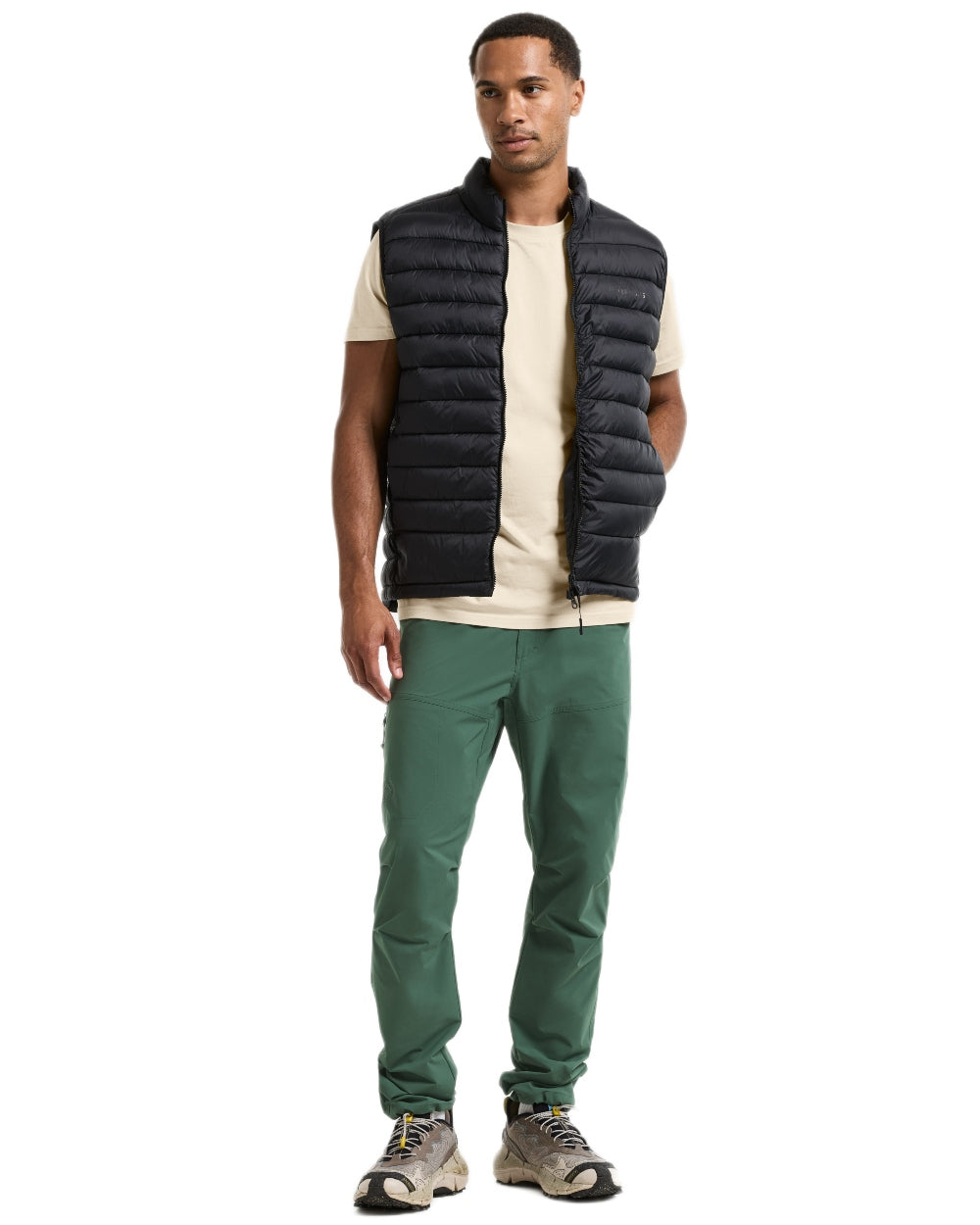 Dark Moss coloured Didriksons Mens Asher Pants on white background 