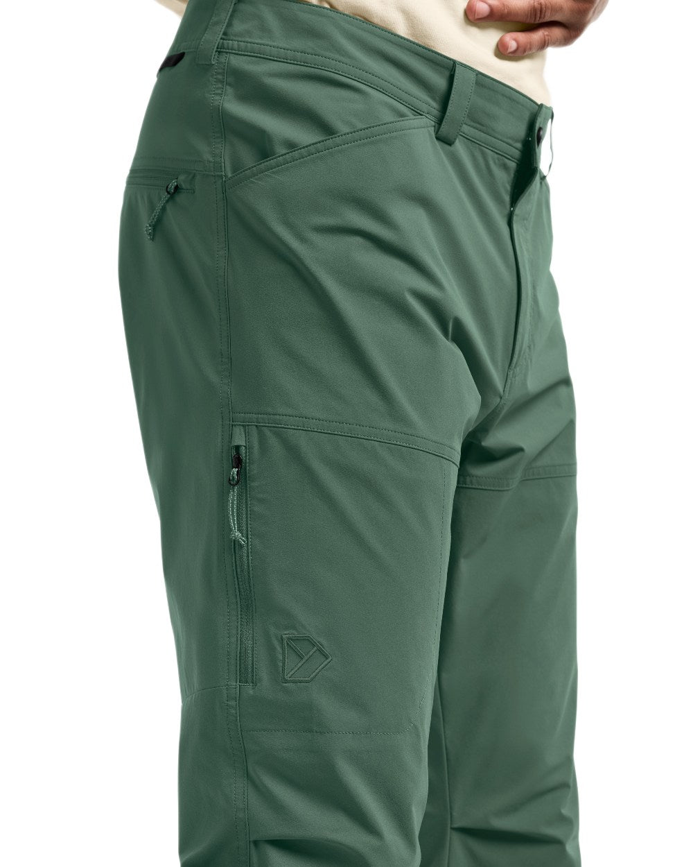 Dark Moss coloured Didriksons Mens Asher Pants on white background 