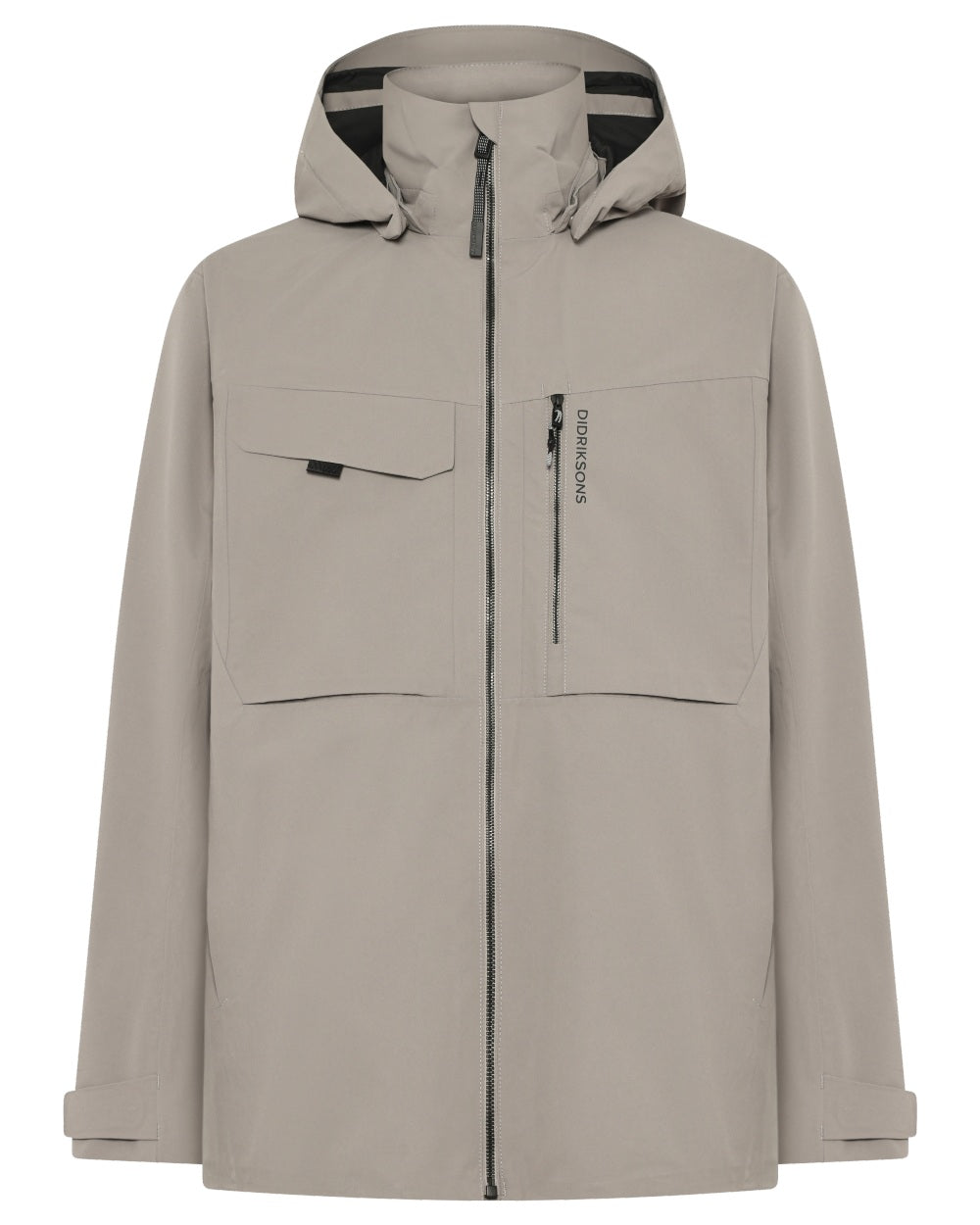 Ash Brown coloured Didriksons Mens Aston Waterproof Jacket on white background 