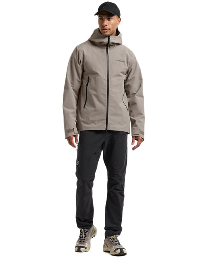 Ash Brown coloured Didriksons Mens Biak Jacket on white background 