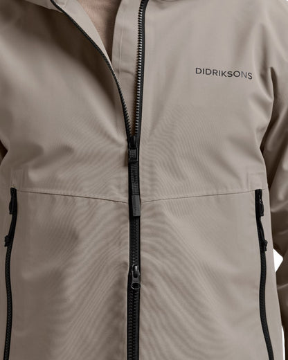 Ash Brown coloured Didriksons Mens Biak Jacket on white background 