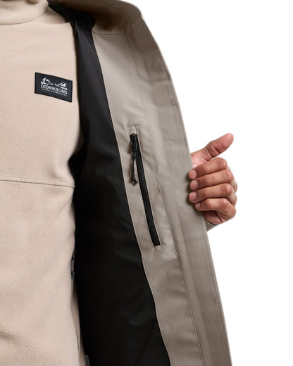 Ash Brown coloured Didriksons Mens Biak Jacket on white background 