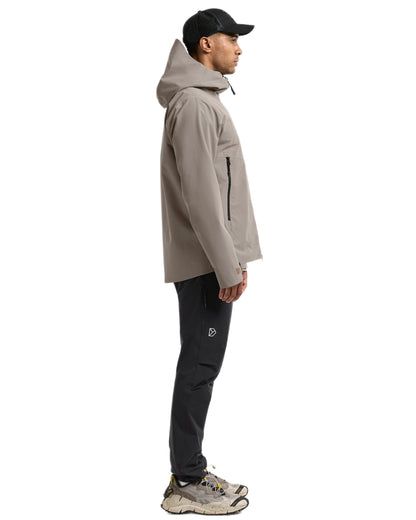 Ash Brown coloured Didriksons Mens Biak Jacket on white background 