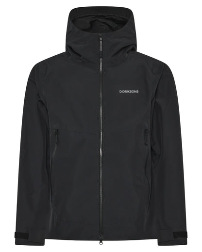 Black coloured Didriksons Mens Biak Jacket on white background 