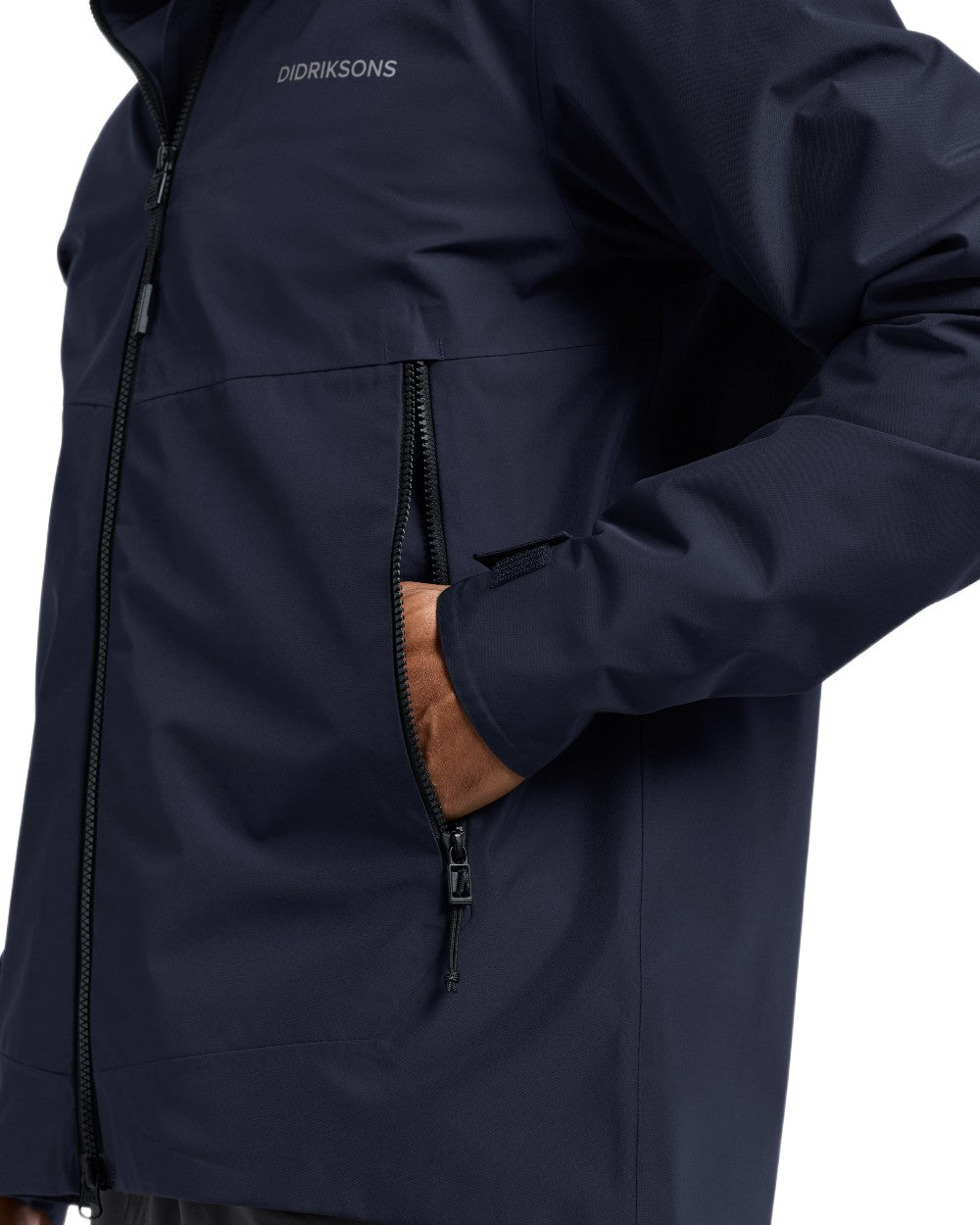 Dark Night Blue coloured Didriksons Mens Biak Jacket on white background 