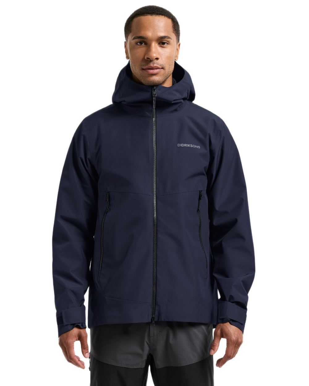 Dark Night Blue coloured Didriksons Mens Biak Jacket on white background 